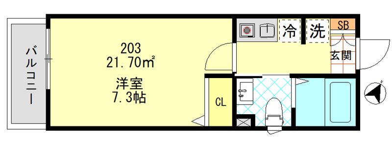 FERIO上井草(1K/2階)の間取り写真