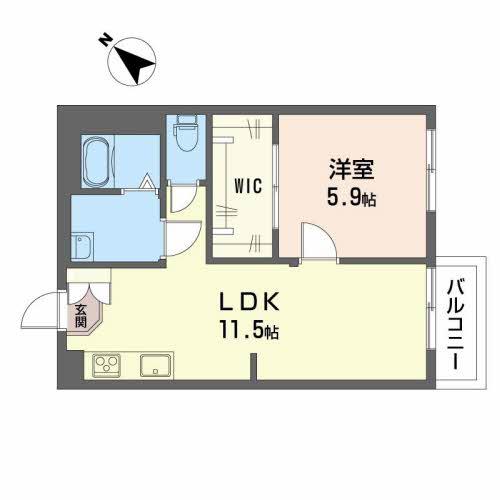 ドミールDI(1LDK/1階)の間取り写真