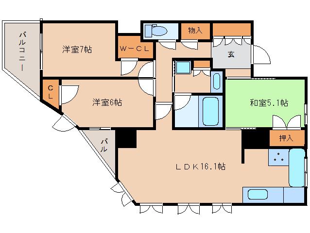 ディオ学園前プレシア802(3SLDK/8階)の間取り写真