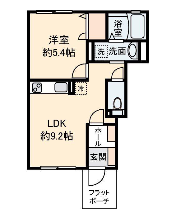RAUM RUHE(1LDK/1階)の間取り写真