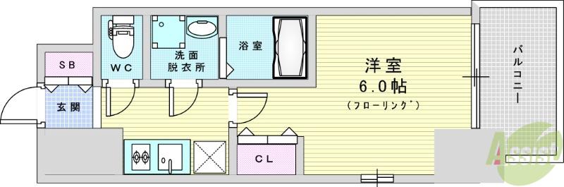 エスリード新大阪ザ・プレミアウエスト(1K/15階)の間取り写真