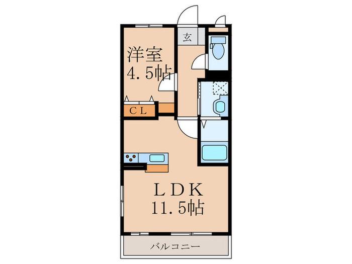 プレステージ熊西(1LDK/3階)の間取り写真