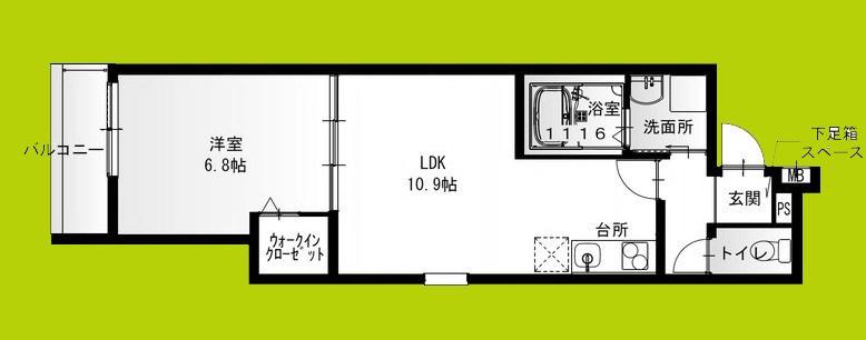 フジパレス忍ケ丘III番館(1LDK/2階)の間取り写真
