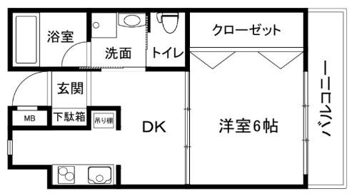 フェザントアイ蒲田(1DK/2階)の間取り写真