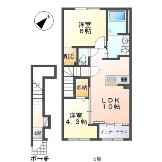 LUNA佐方(2LDK/2階)の間取り写真