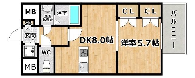 センターヒル御幣島(1LDK/9階)の間取り写真