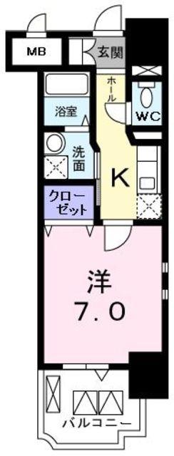 スカイ ガーデン タワー(1K/6階)の間取り写真