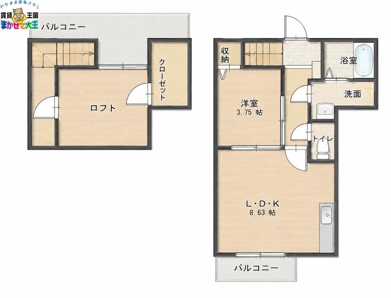 フォルシア三芳町(1LDK/2階)の間取り写真