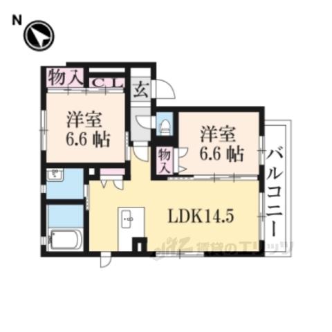 ラフィネ梅美台(2LDK/2階)の間取り写真