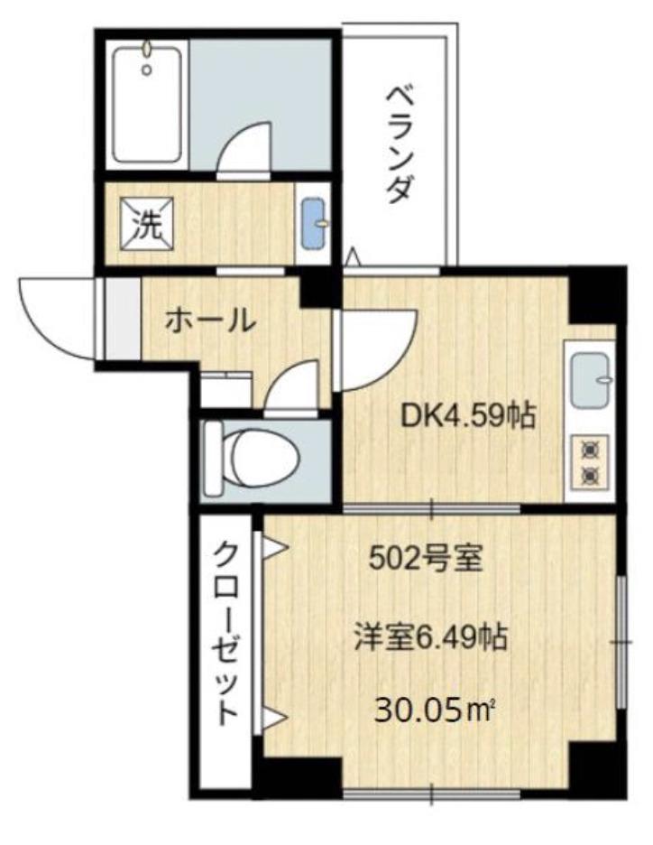 シャンテ業平橋(1DK/5階)の間取り写真