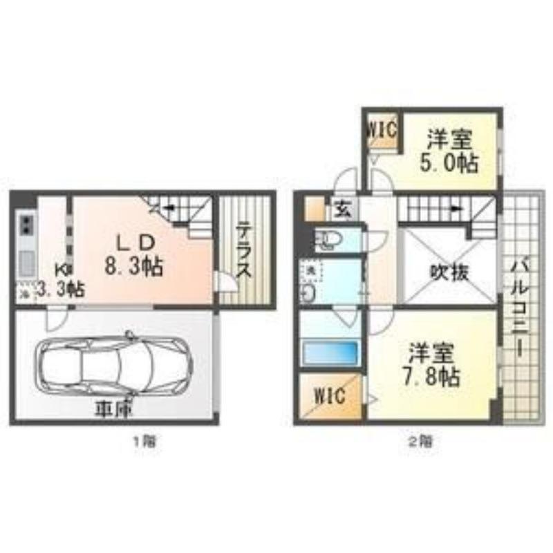 ピオネロ山鼻(2LDK/2階)の間取り写真