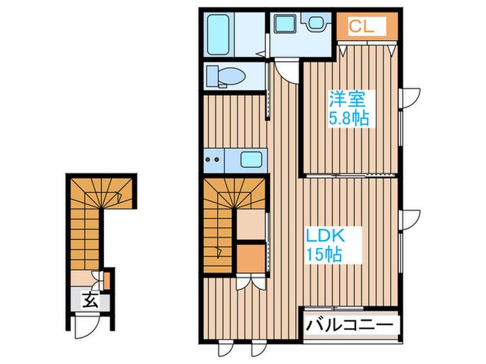 サンハイツ(1LDK/2階)の間取り写真