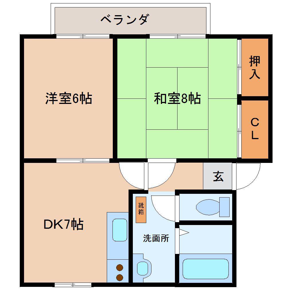 プロローグ辰野(2DK/1階)の間取り写真