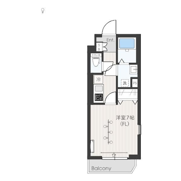 タウンライツ千鳥町(1K/4階)の間取り写真