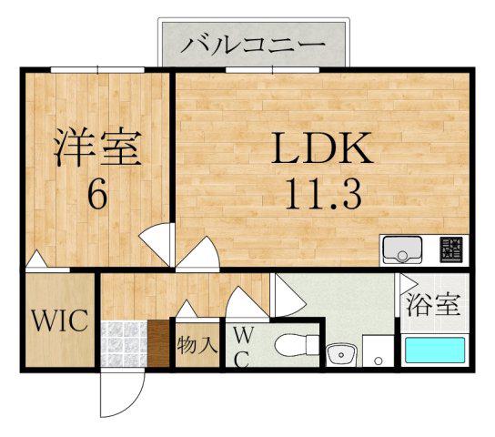 シリウス(1LDK/2階)の間取り写真