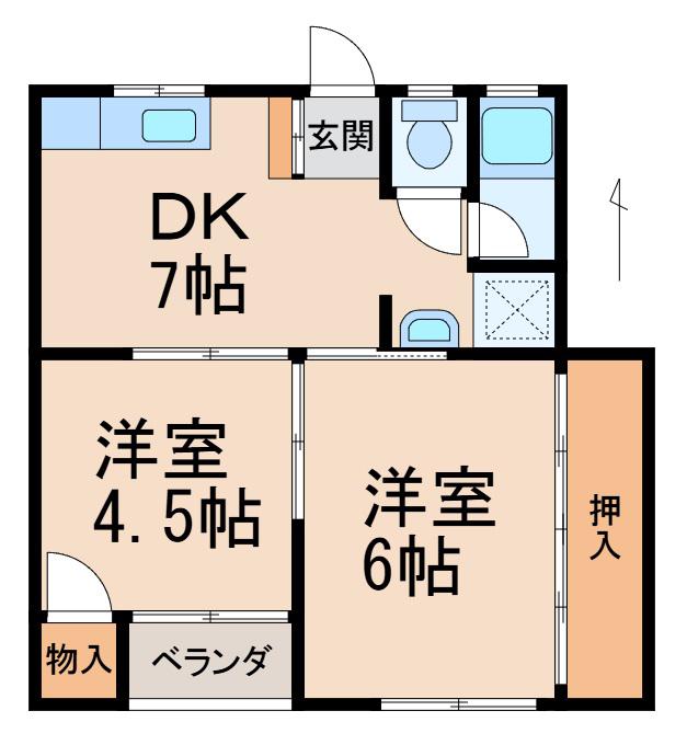 プレゼンス紀伊2(2DK/3階)の間取り写真