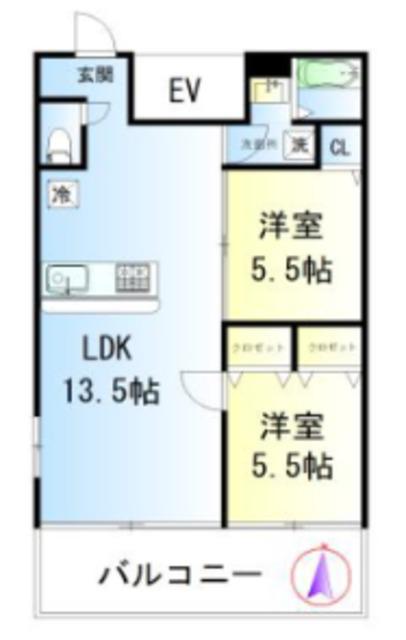 スカイメゾン押上(2LDK/4階)の間取り写真