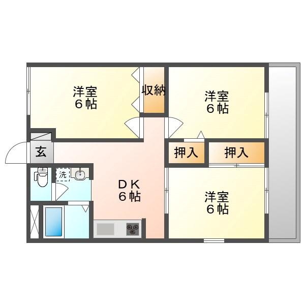 コア柏島(3DK/2階)の間取り写真