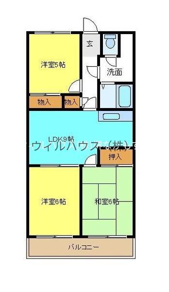 南埜マンション赤塚(3DK/1階)の間取り写真