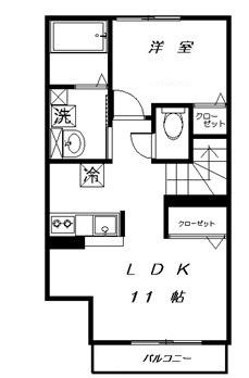 K HOUSE -ケイ ハウス-(1LDK/2階)の間取り写真
