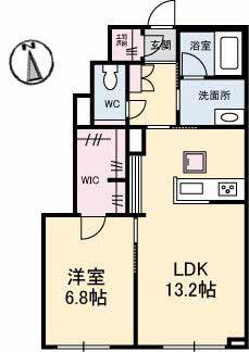 ベルモメント(1LDK/1階)の間取り写真