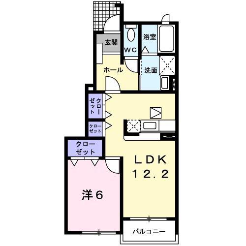 エアリーランドA(1LDK/1階)の間取り写真