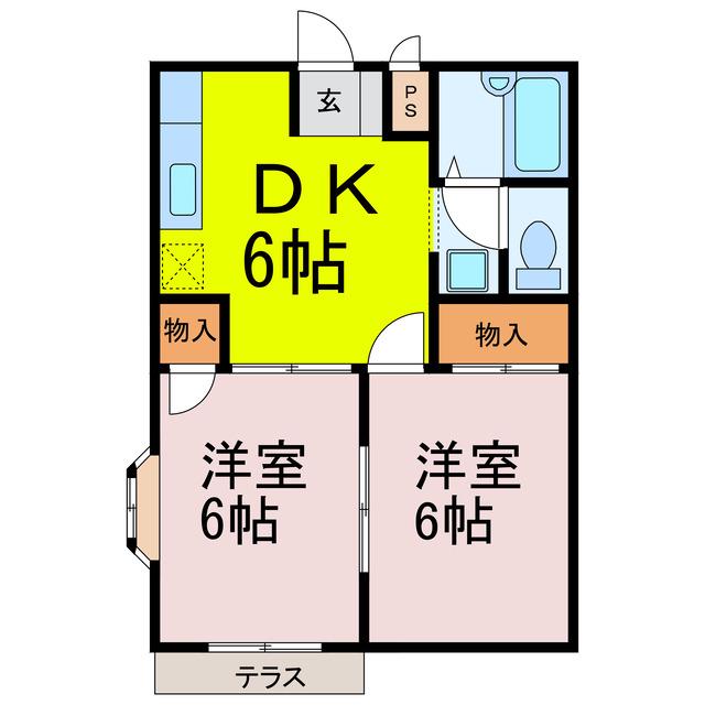 エルディムのぞみ(2DK/1階)の間取り写真