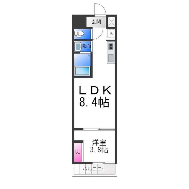 GARDENIA堺東(1LDK/8階)の間取り写真