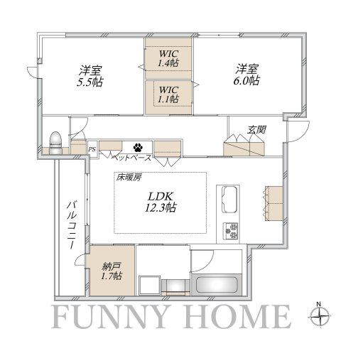 若林4丁目メゾン(2LDK/3階)の間取り写真