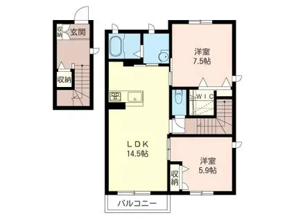 アンビシアB棟(2LDK/2階)の間取り写真