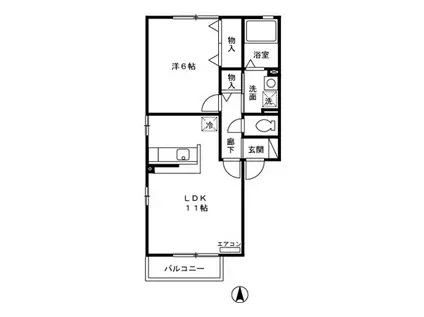 リヴェールノア I(1LDK/1階)の間取り写真