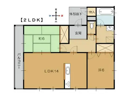 パルティール(2LDK/1階)の間取り写真