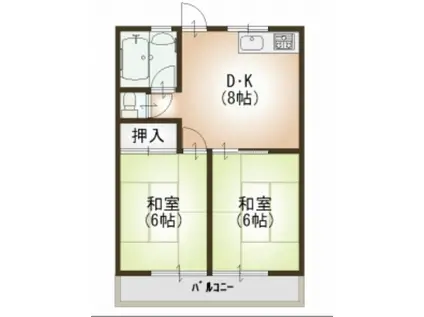 コガネイコーポ岬(2DK/1階)の間取り写真