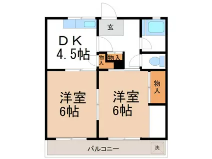 加藤ハイツ(2DK/3階)の間取り写真