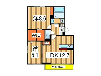 ウィステリア(2LDK/2階)の間取り写真