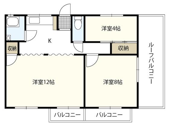 嵯峨野ハイツ(3K/4階)の間取り写真