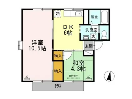 ハイツ宏陽(2DK/1階)の間取り写真