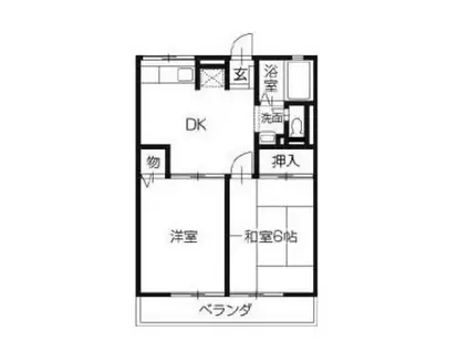 カトレアハイム(2DK/2階)の間取り写真