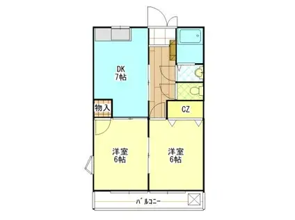 チェリーハウス(2DK/1階)の間取り写真