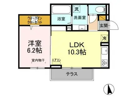 山五ヒルズ301(1LDK/3階)の間取り写真