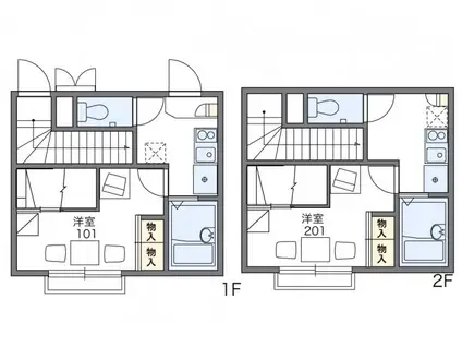 カームリィ浜(1K/1階)の間取り写真