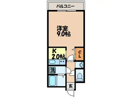 向日葵八番館(1K/2階)の間取り写真