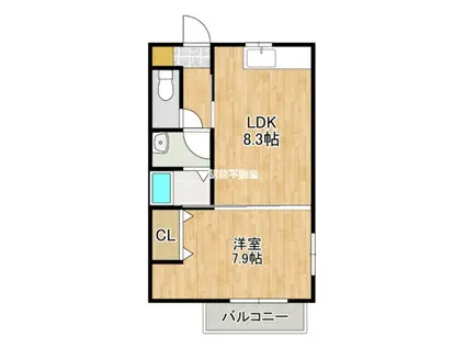パインハイツI(1LDK/2階)の間取り写真
