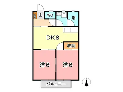 コーポ田中(2DK/1階)の間取り写真