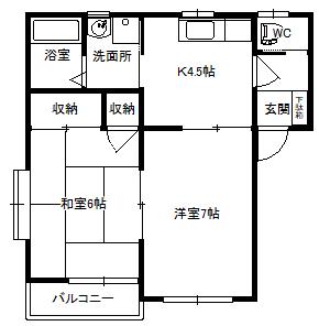ドリームエリアA(2K/1階)の間取り写真