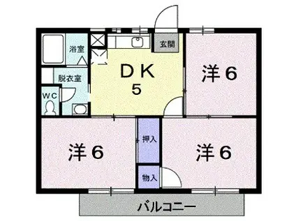 ニューシティ秋 A(3DK/2階)の間取り写真