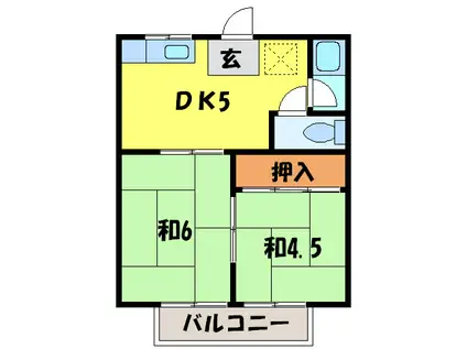 シャトーロアール(2DK/2階)の間取り写真