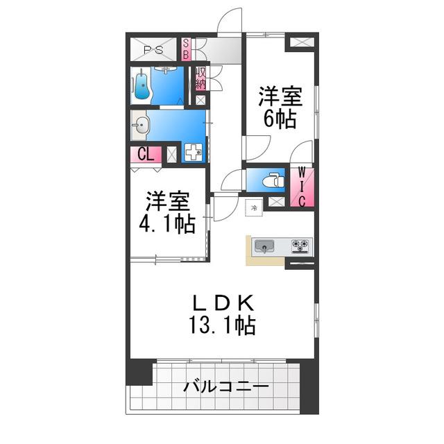 SOPHIA COURT宿院(2LDK/3階)の間取り写真
