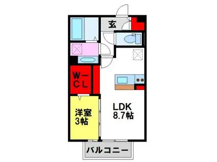 セジュール三国(1LDK/2階)の間取り写真