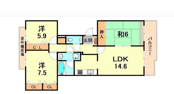 シュネルパーク・レジデンス(3LDK/1階)の間取り写真